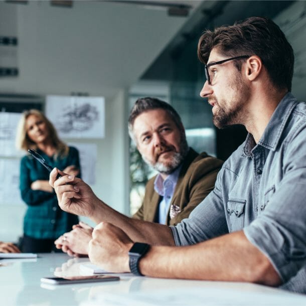 Man speaking in a meeting